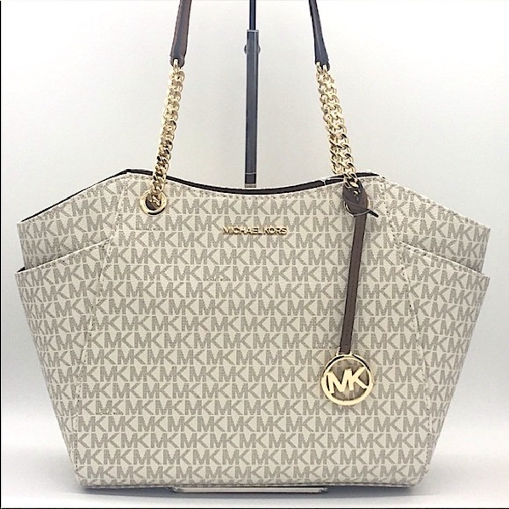 MICHAEL KORS LG CHAIN SHOULDER TOTE VANILLA